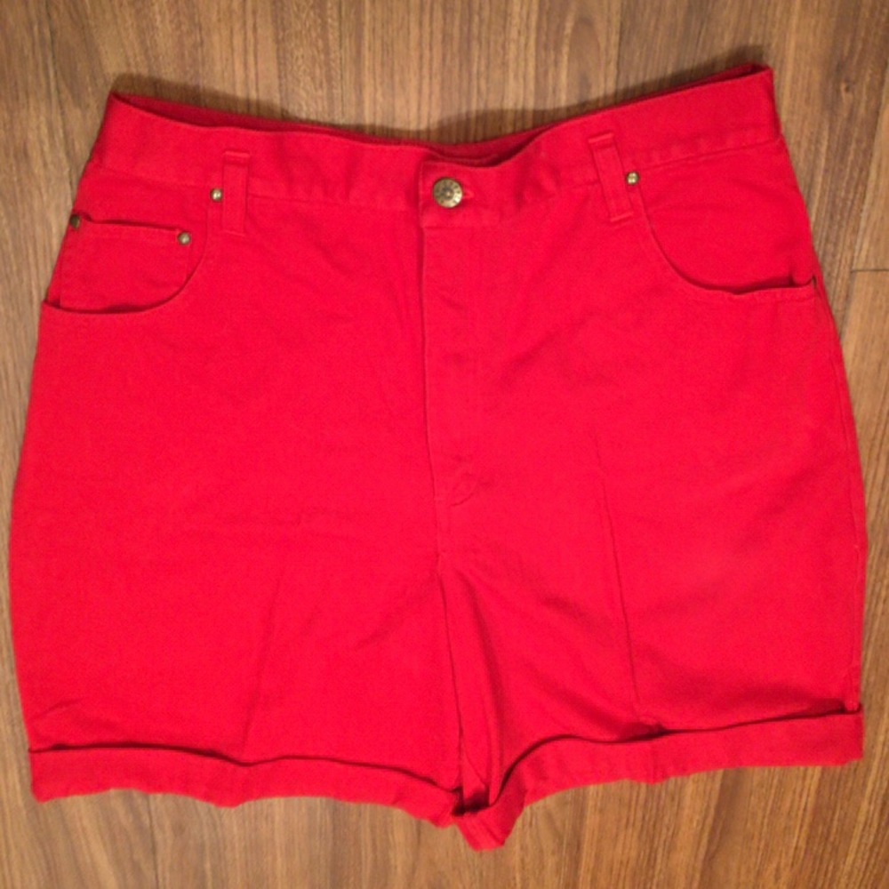 Red Vintage 80’s Copper Key High Waisted Shorts